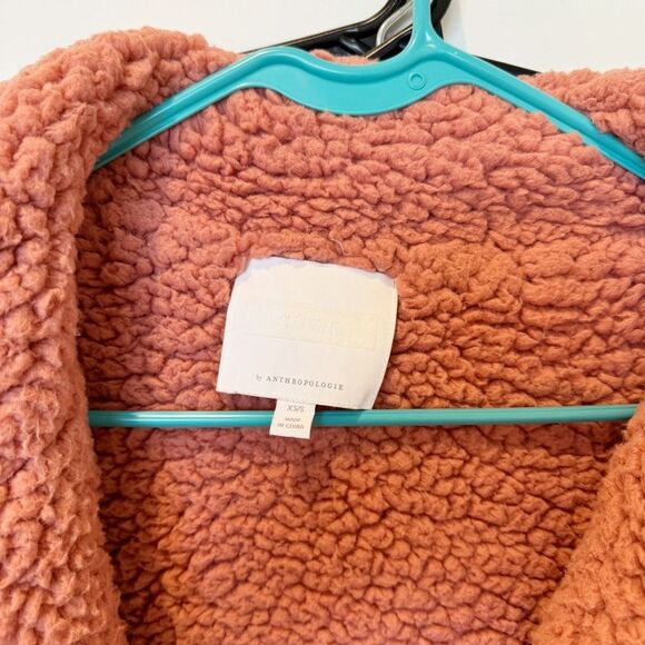 Anthropologie Pink Sherpa Hidden Button Up Jacket XS - Picture 5 of 7